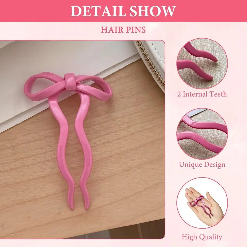

New Acrylic French Hair Pin Candy Color U-Shaped Bow Hair Pin Y2K Wavy Hairpins Hairpin Accessories