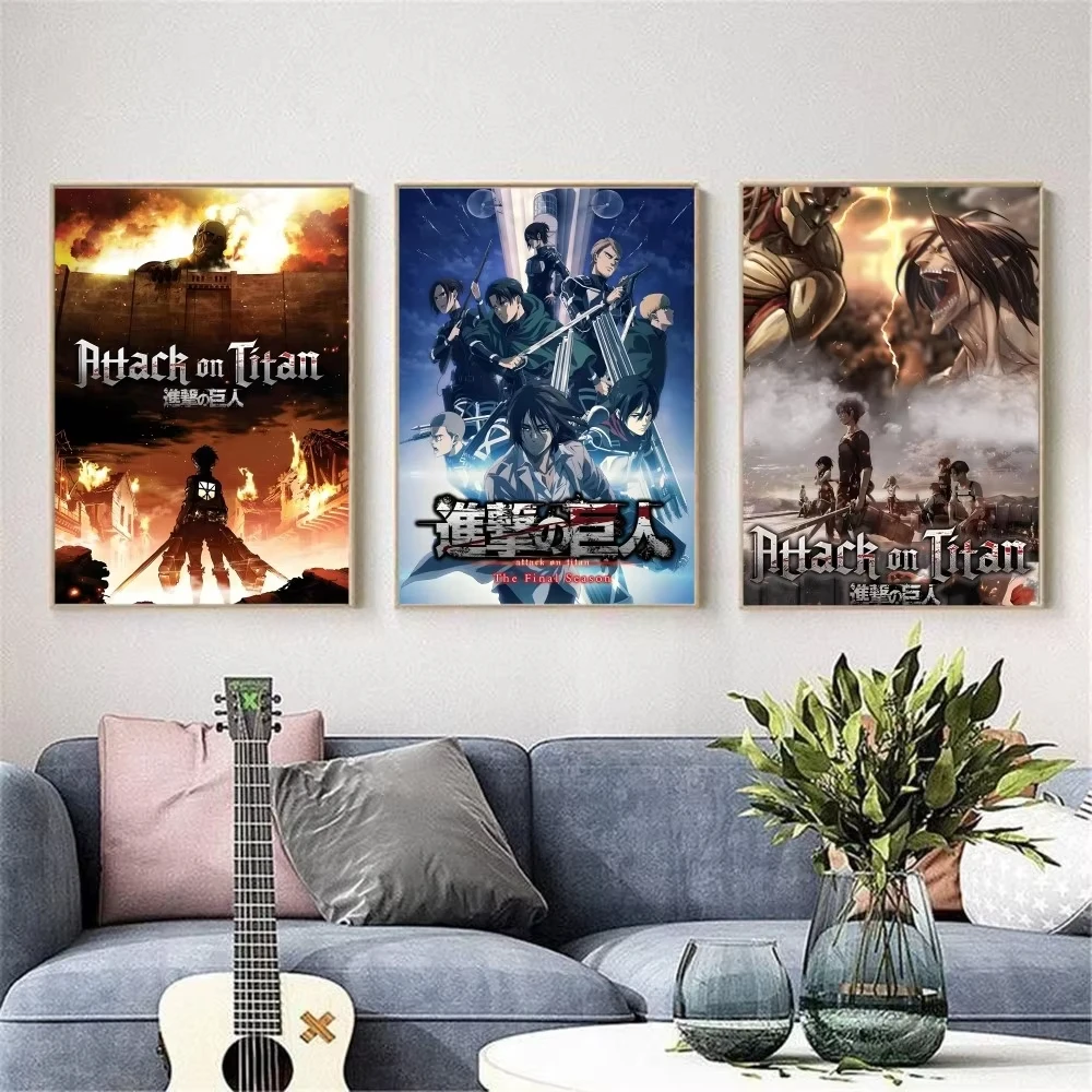 Anime A-Attack O-On T-Titan Classic Poster HD art canvas painting home living room bedroom bar aesthetic decoration