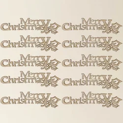 20pcs Christmas Wooden Confetti Hollowed Letter Crafts For Merry Xmas Table Decorations Scatter DIY Painting Crafts Supplies