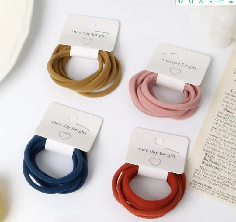 6pcs New Sweet Hot Selling Solid Color Rubber Hair Bands for Women Girl Child Hair Accessories Headwear Wholesale