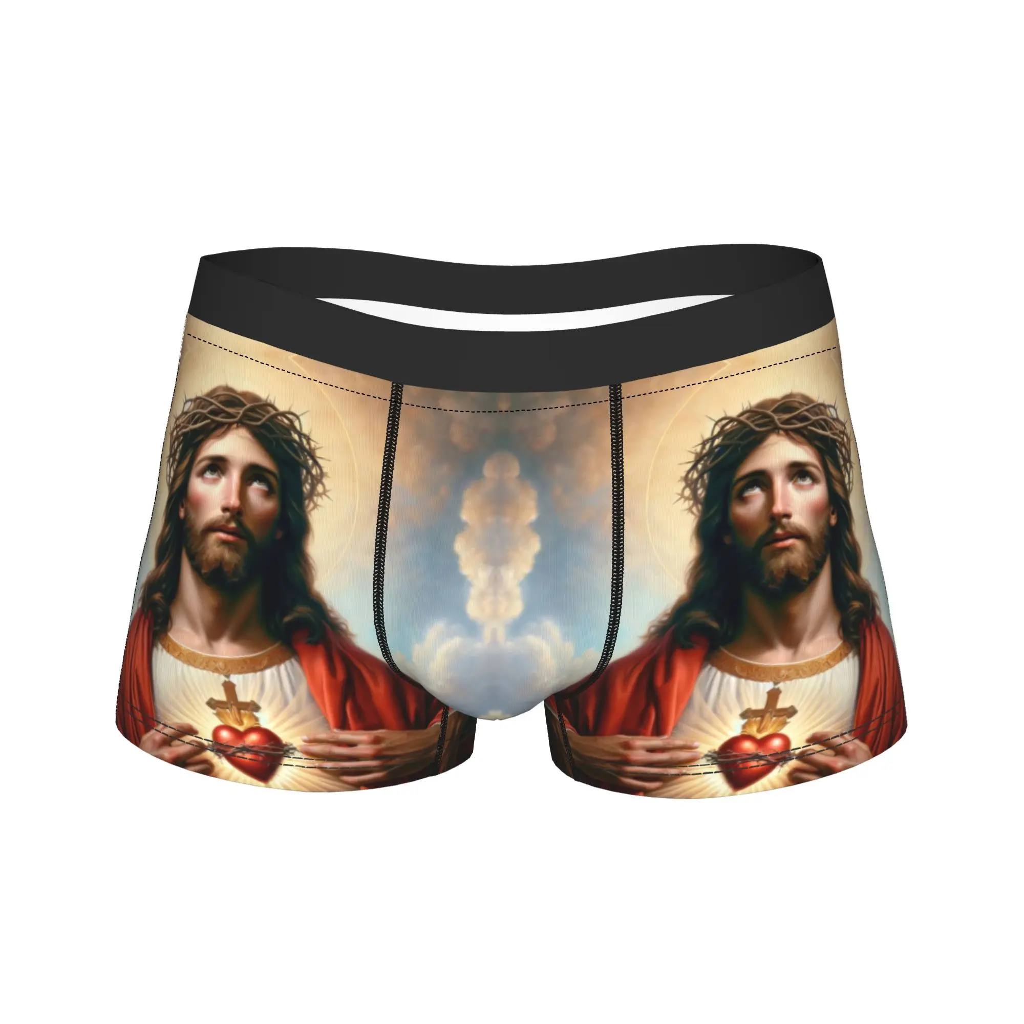 Sacred Heart of Jesus Christ Merch Boxers Shorts Fun Underwear Chrisitan Bible Art Boxer Pants Gag Gift For Man