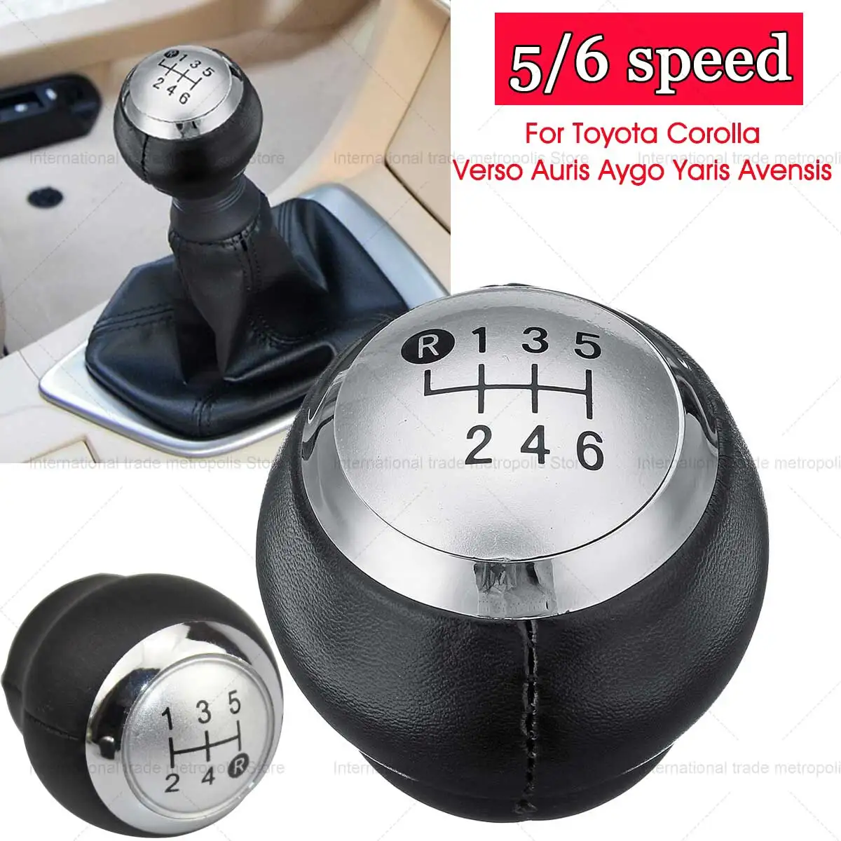 5/6 Speed Car Gear Shift Knob Lever Shifter Stick Handball For Toyota Corolla RAV4 Avensis Yaris Verso Auris Aygo