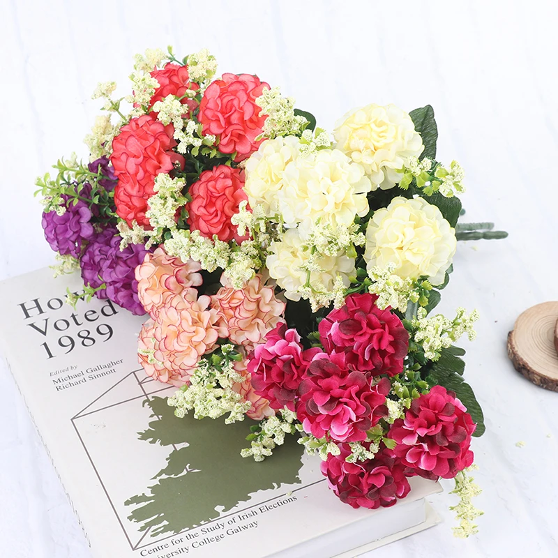 1 باقة 5 رؤوس زهرة حرير الكوبية زهرة اصطناعية تحمل ديكور الزهور #3