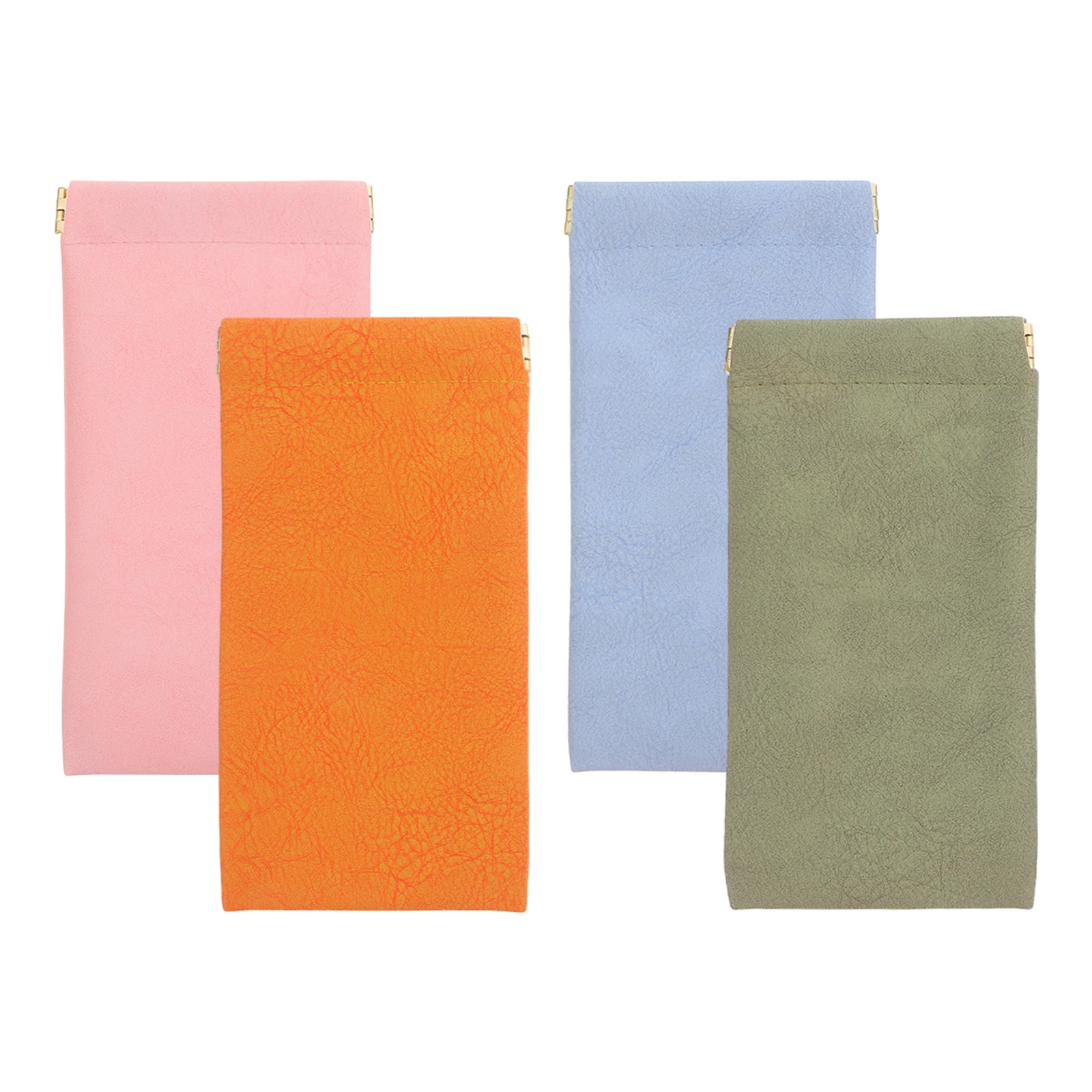 

4pcs Glasses Storage Bag Soft Eyewear Case Foldable Pouch Sunglasses Travel Case No Zipper Orange Green Blue Pink