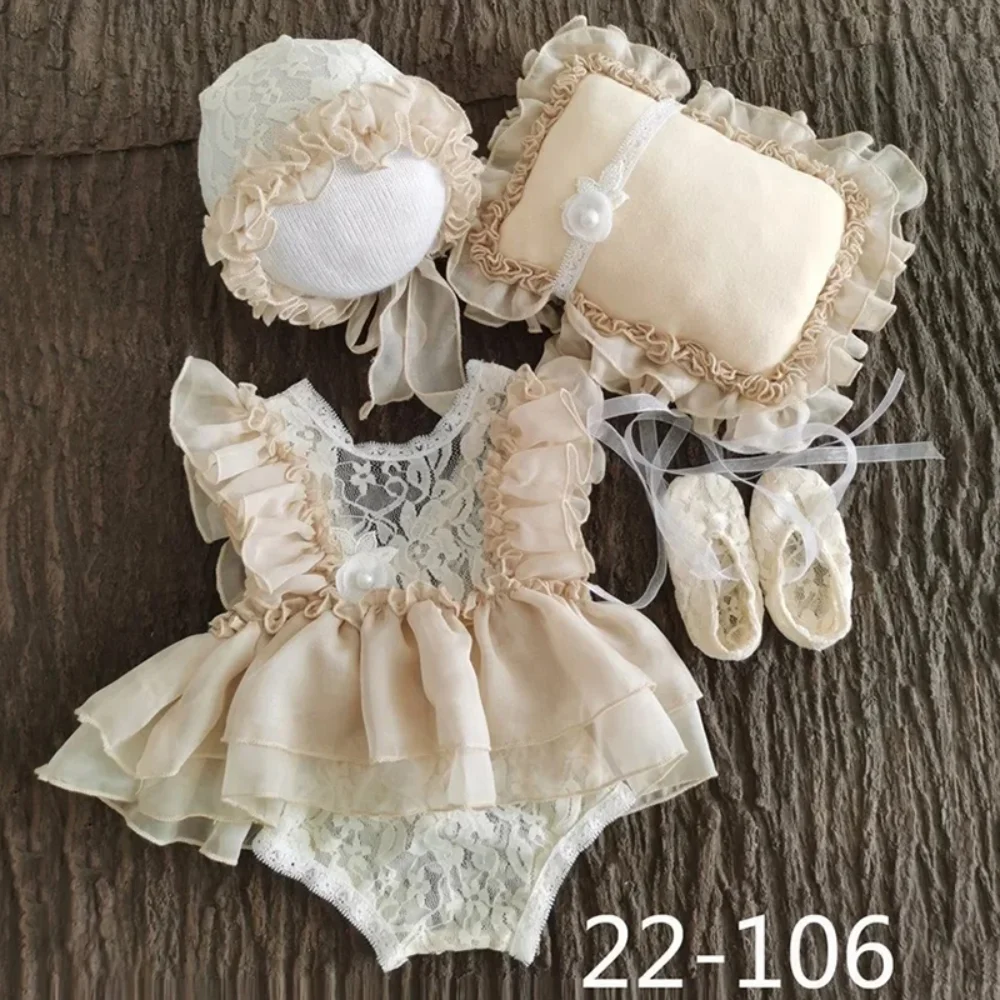 Baby Photo Shooting Costume Props Newborn Cute Sweet Princess Themed Hat+Pillow+Clothing+Shoes Props 100 Days Infant Photography