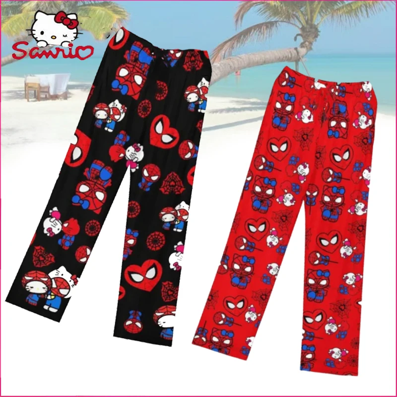 Sanrio Hello Kitty Pajama Pants Cartoon Printed Couple Long Comfortable Loose Casual Pants Y2K Boys and Girls Fashion Clothing