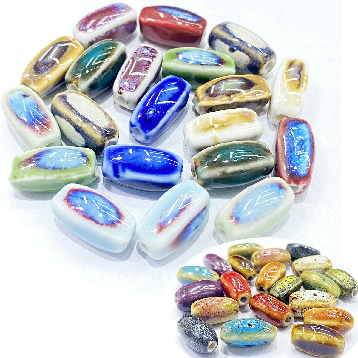 10*5MM Tube Shape Long Cylinder Ceramic Porcelain Spacer Beads For Jewelry Making DIY Column Accessory