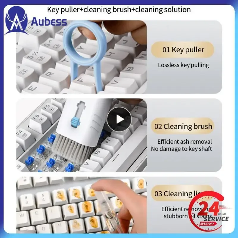 7 in 1 컴퓨터 키보드 클리너 브러쉬 키트 이어폰 클리닝 펜 헤드셋용 아이패드 폰 클리닝 도구 클리너 키캡 풀러 키트