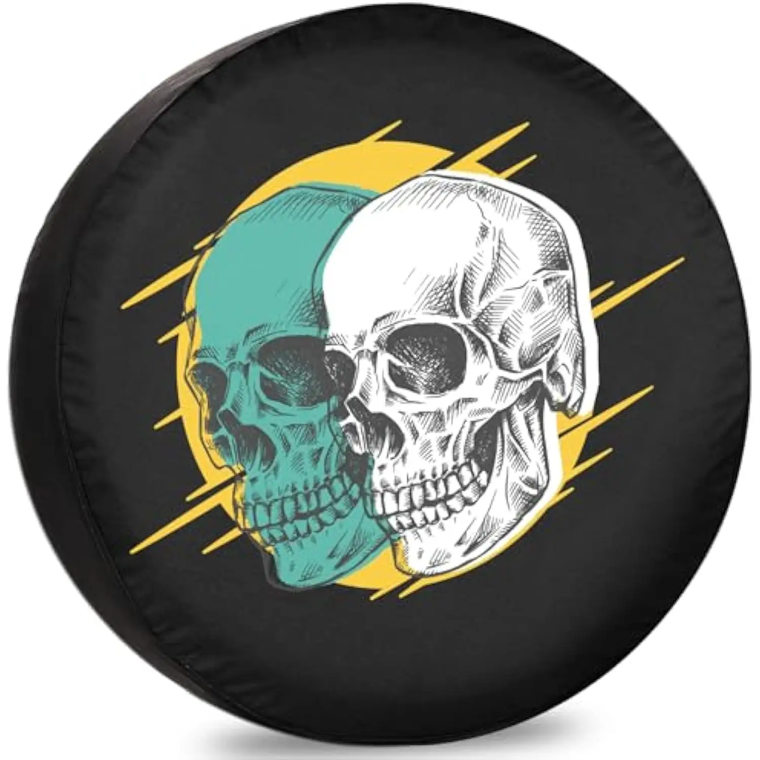 غطاء إطار جرافيك مزدوج الجمجمة Aura مقاوم للماء ومقاوم لأشعة الشمس RV واقي عجلة احتياطية مقاس 12-17 بوصة #1