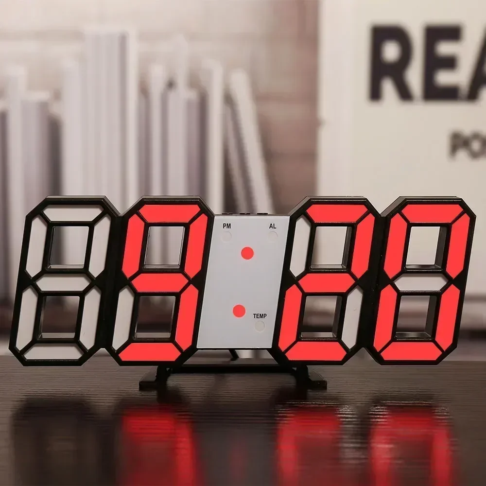 NONE Digitale Wanduhr, Schreibtischuhren, elektronischer Alarm, moderne Heimdekoration für Schlafzimmer, Dekor, Innenbereich, LED-Tischuhren, Wohnzimmer 9