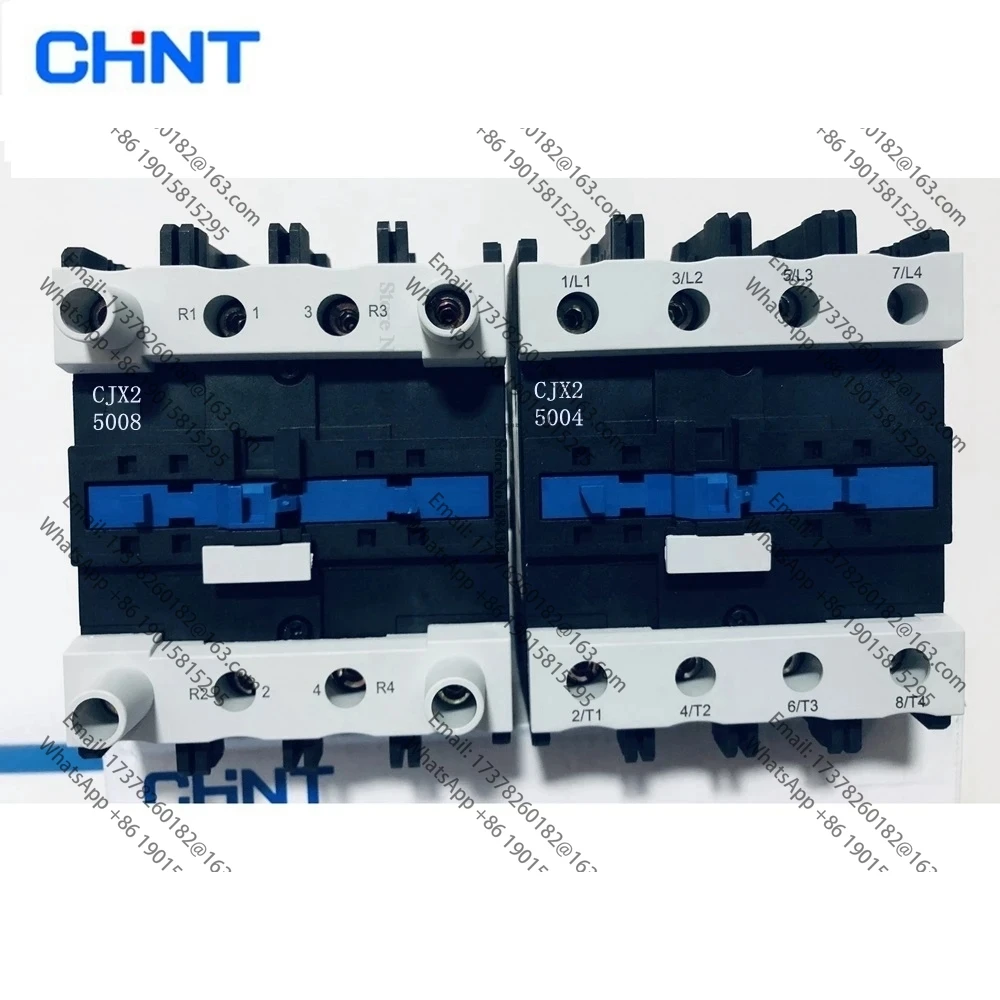 

CHINT CJX2-4004 4008 40A 5004 5008 6504 6508 9504 Contactor de CA 4NO 4 polos 2NO 2NC 220V 380V Contactor de montaje en riel