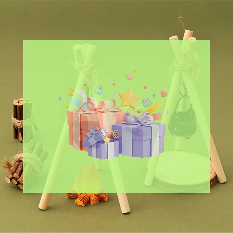 ديكور المناظر الطبيعية لحديقة بيت الدمى بنفسك 1:12، مجموعة مشهد إشعال المعسكر المصغرة الصغيرة #1