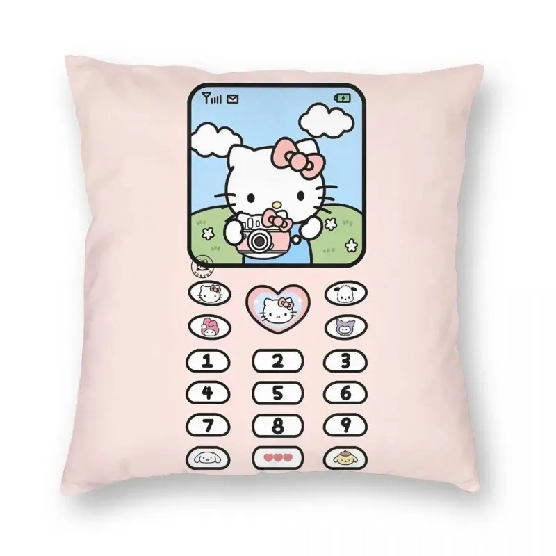 Sanurgente Hello Kitty Printed Pillowcase Kawaii Cushion Cover Cartoon Polyester Home Decor Wholesale 45x45cm