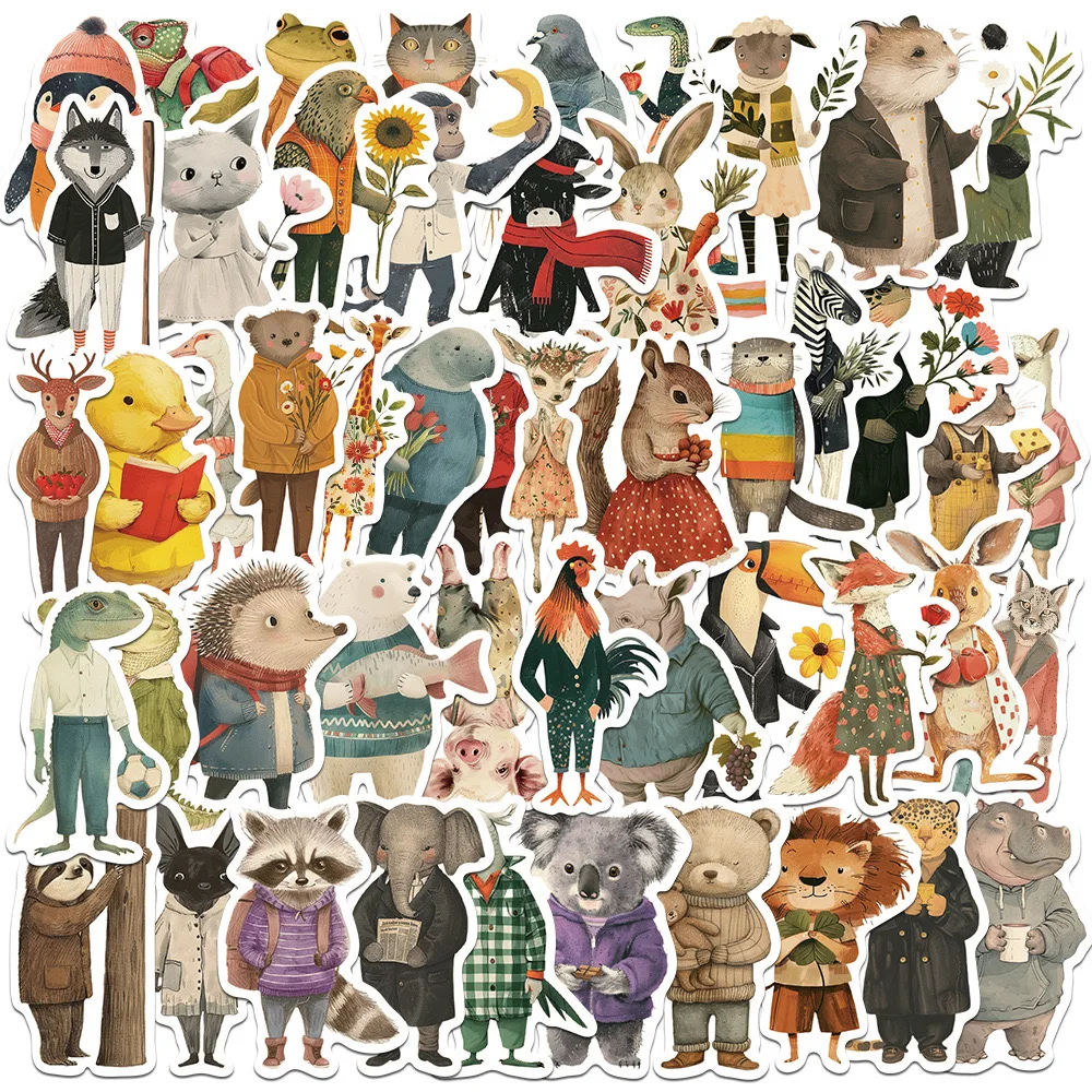 

10/50pcs Cute Vintage Funny Winter Forest Animal Stickers Aesthetic DIY Laptop Phone Bottle Luggage Waterproof Graffiti Sticker