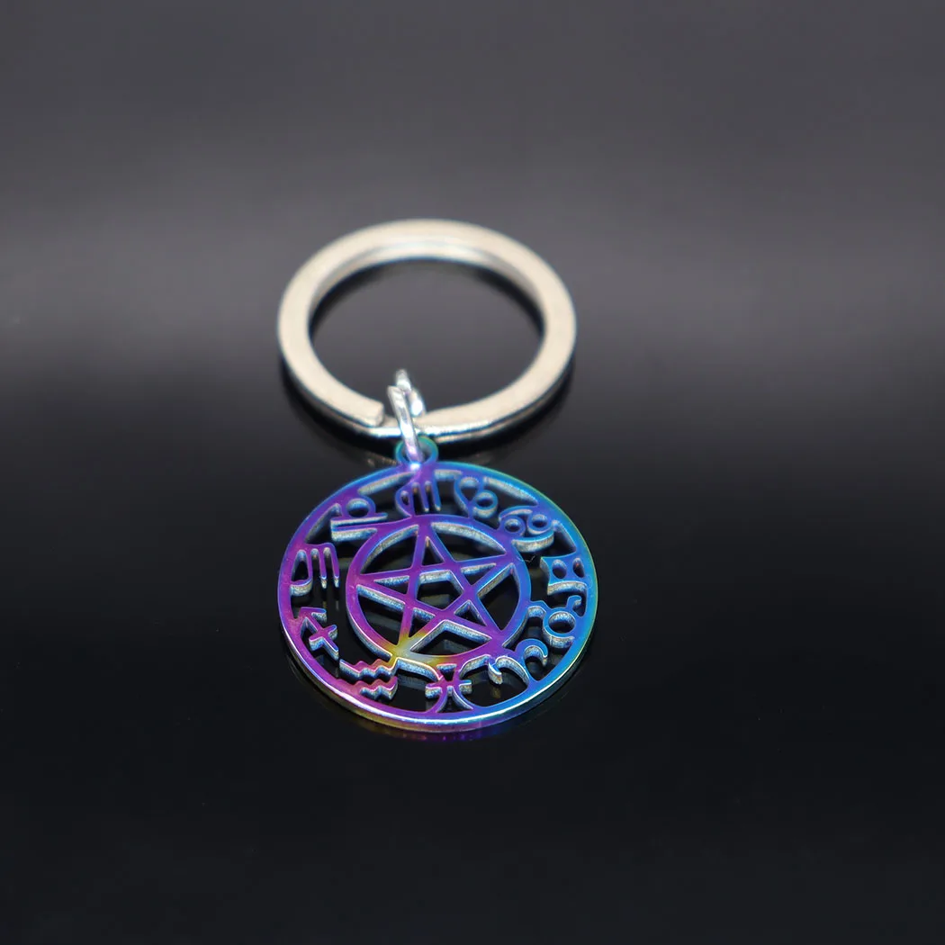 2024 new fashion stainless steel 12 constellations five-pointed star pendant key chain temperament every pair of key chain male