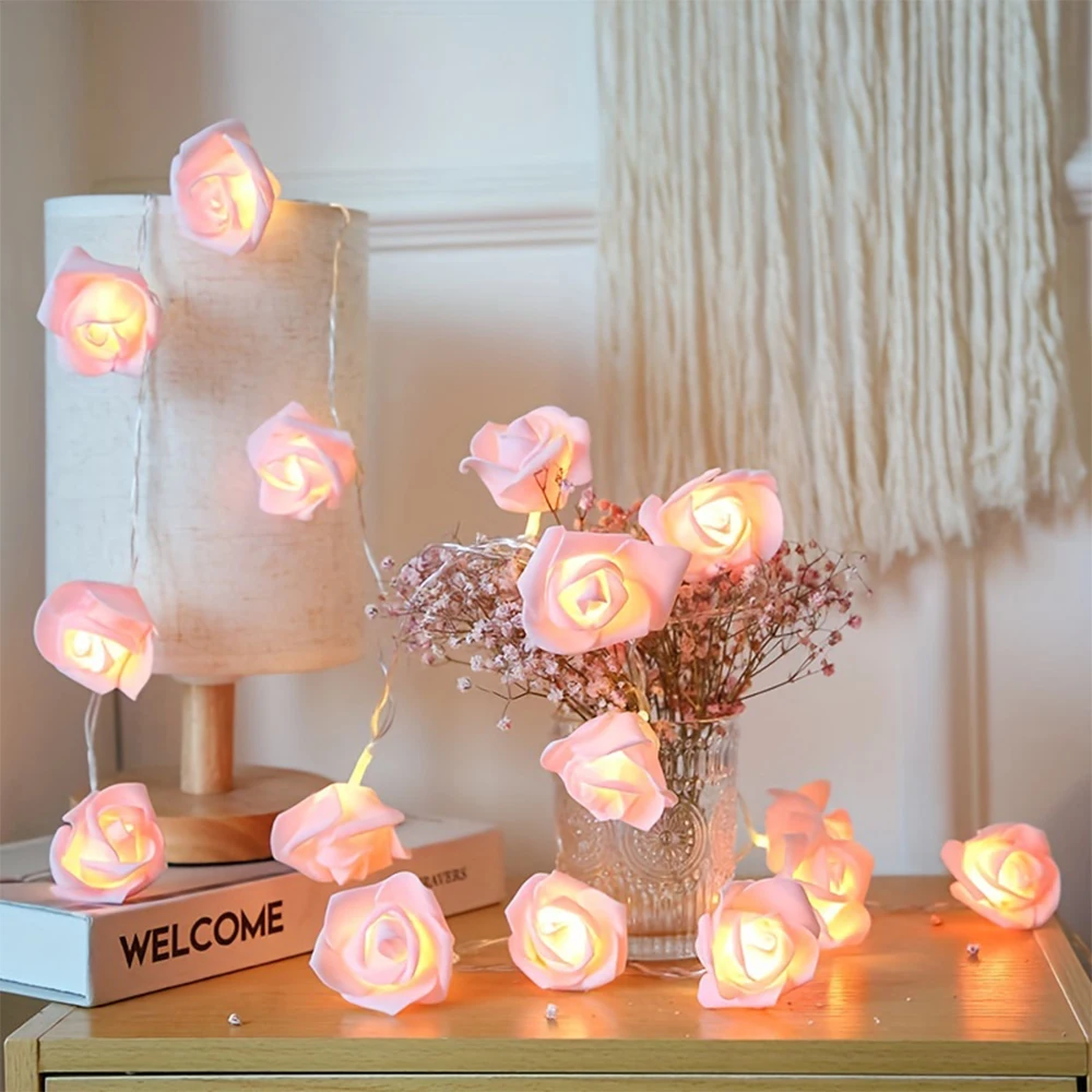 1pc Rose String Lights Outdoor Garden Wedding Decoration Lights String Birthday Wedding Surprise Proposal Rose Lights String