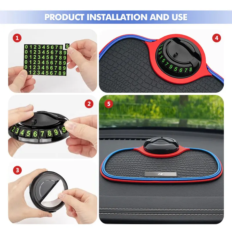 Car Anti-Skid Mat Dashboard Non-Slip Phone Pad Key Card Holder For Hyundai Sonata i30 i20 Tucson Elantra Kona N Line - view 2