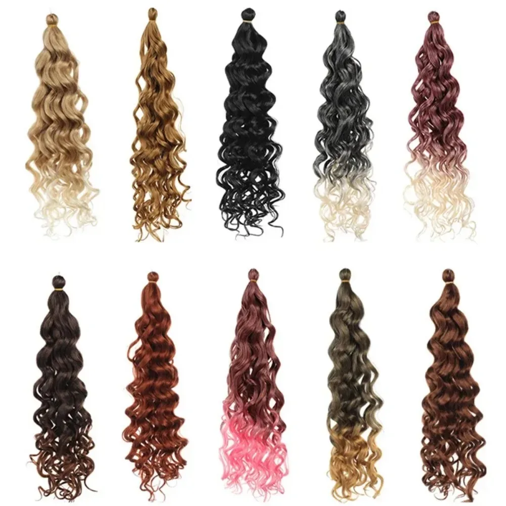 Onda sintética Crochet cabelo trançado para senhoras, cabelo encaracolado deusa, trançado de cabelo tecelagem, cobre, 350, 50cm