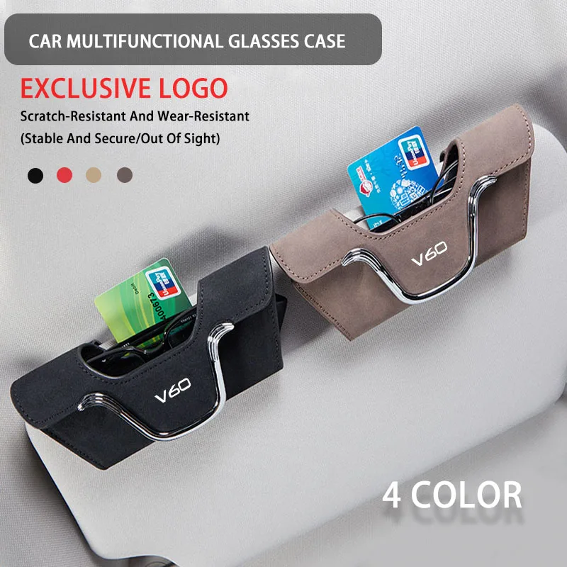

Car Sun Visor Glasses Holder Sunglasses Glasses Case For Volvo V60 S90 S60 T4 R Logo 2024 2020 Accessories 2015 Key Case styling