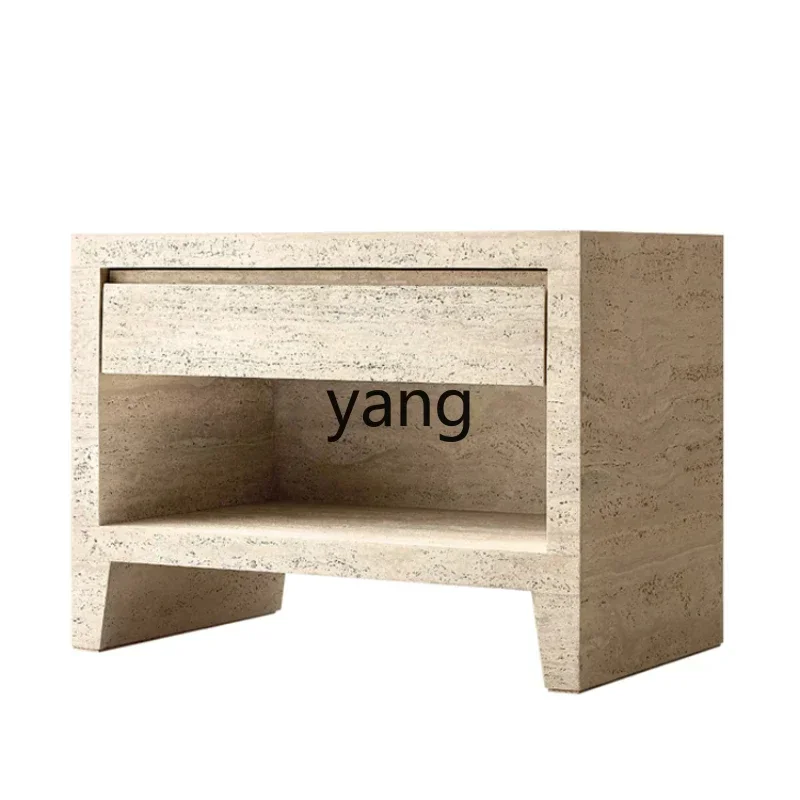 LHbedroom natural travertine bedside sofa cabinet modern high-end marble storage cabinet