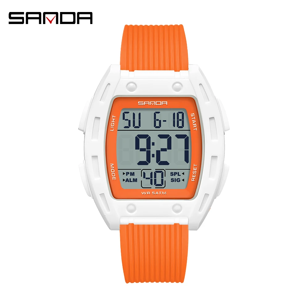 SANDA SD6506 Luxury Sport Multi functional LED Waterproof Timing Fashion Student Electronic Watch