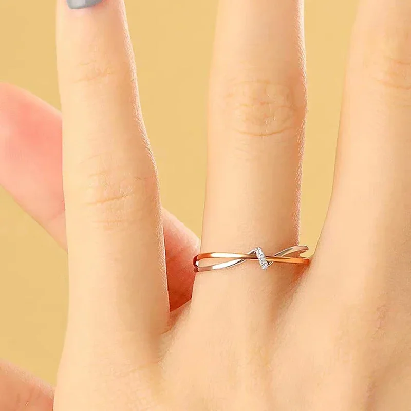 CAOSHI Simple Designed Rings for Women Charming Cubic Zirconia Rose Gold Color Aesthetic Wedding Engagement  Accessories Jewelry