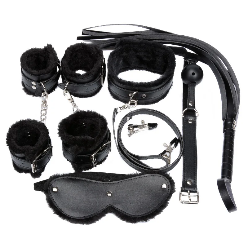 SM Seven Piece Set Female Slave Bondage Couple Game Sex Toys BDSM Kit Adult Sex Toys Handcuffs Whiplash Whiplash Sex Toys