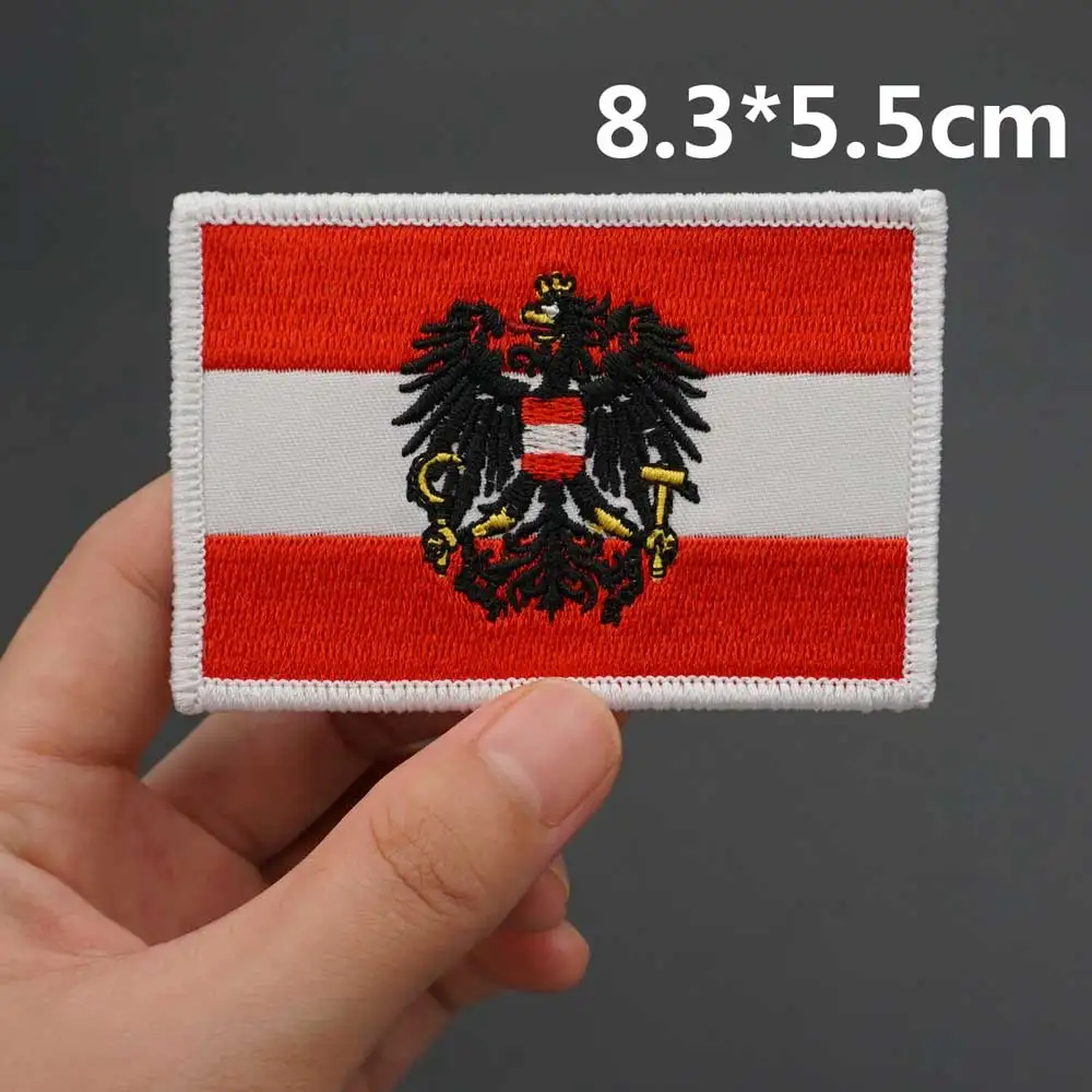 Naszywki z flagą Austrii Odznaki Wojskowa taktyczna morale Haftowana aplikacja z haczykiem