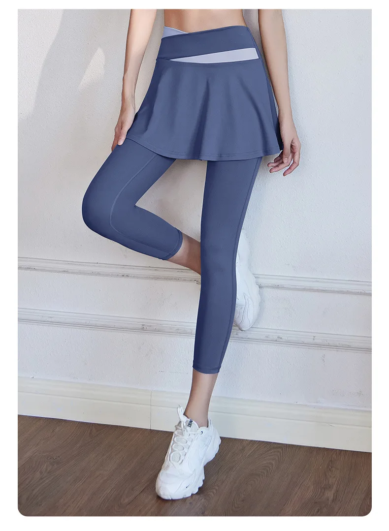Sporty Padel Skirt Woman Fashion 2in1 Double Layer Autumn Winter Tennis Sportswear Yoga Golf Legging Compression Pants Fitness