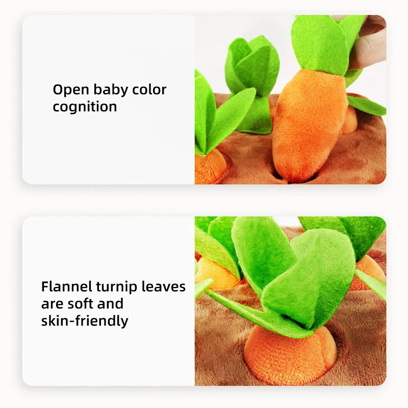 Interactive Dog Toy Stuffed Puzzle Toy Innovative Plush Vegetable Patch Pull Radish Stuffed Carrot Dog Chew Toys For Dogs Cats