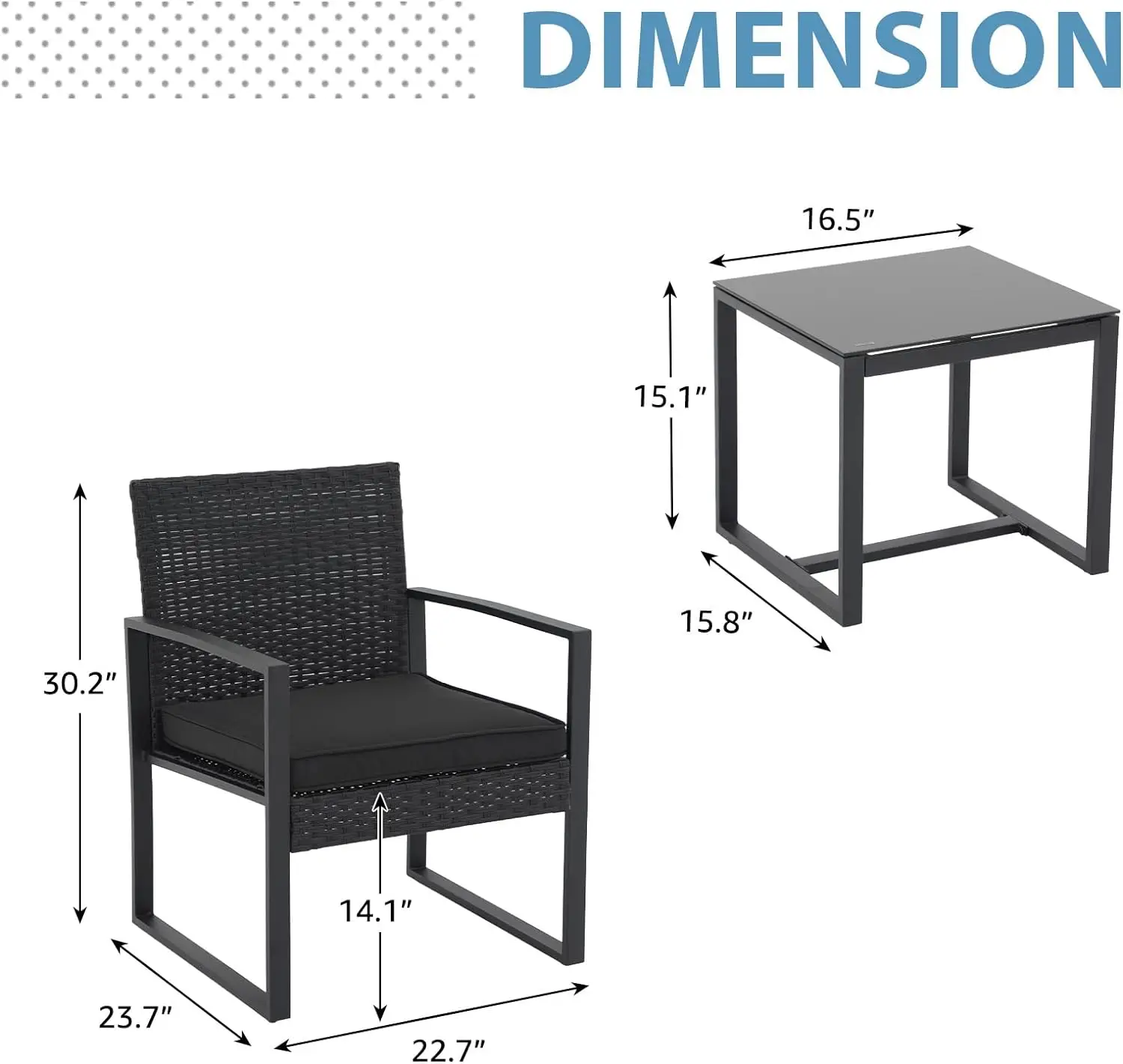 Rattan Outdoor Patio Móveis Set, Cadeiras Rattan, Bistro Set, PE Wicker, Conjuntos de Conversa para Varanda, 3 Pcs