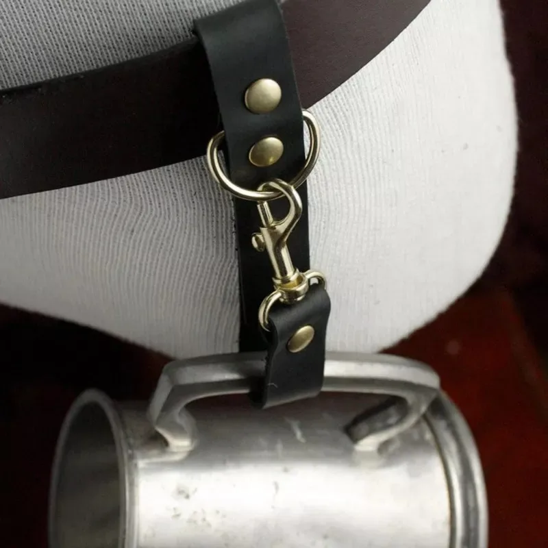 Medieval Steampunk Caneca Strap Holder, Cup Hanger, Viking Cavaleiro Cosplay Prop, Gancho Fecho, Acessório Utilitário para Ren traje justo