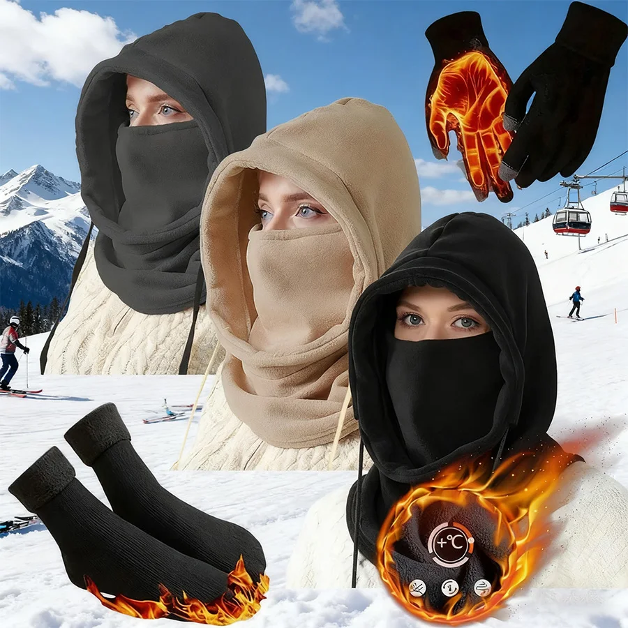 AliExpress 3pcs Winter Hat, Head Cover, Neck Scarf, Gloves, Warm Socks Set Sports Socks for Hiking, Cycling,Skiing - Windproof  Thermal