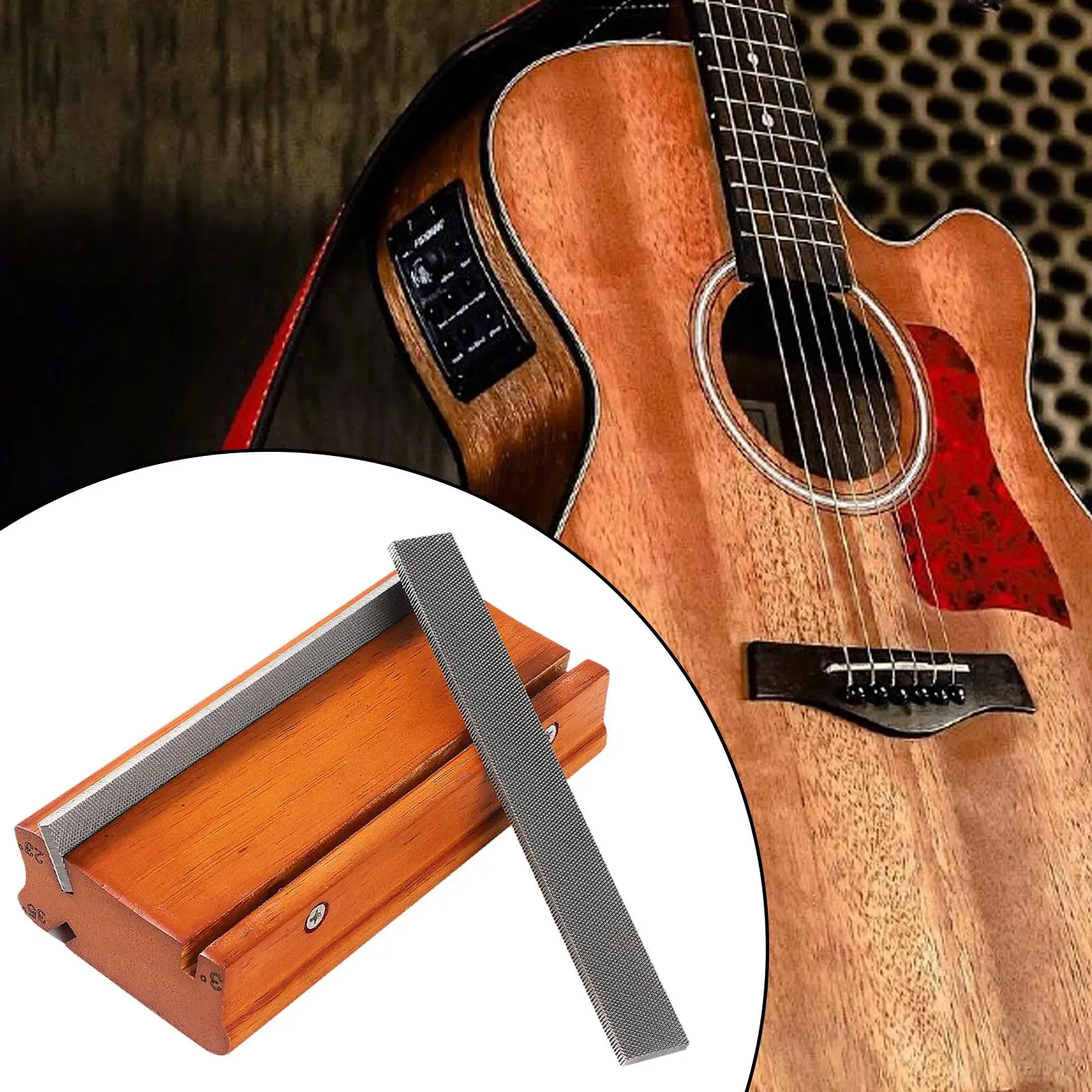 Brown Wood Metal Fret End Beveling File Fret Board Shaping Tool Fret Polishing Kit for Electric Guitar Bass Ukulele Luthier view 3