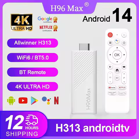 2025 New H96 MAX H313 Mini TV Stick Android14 Wifi6 BT5.0 4K@60fps ATV Launcher Google Voice Assistant Media Player AI TV Stick