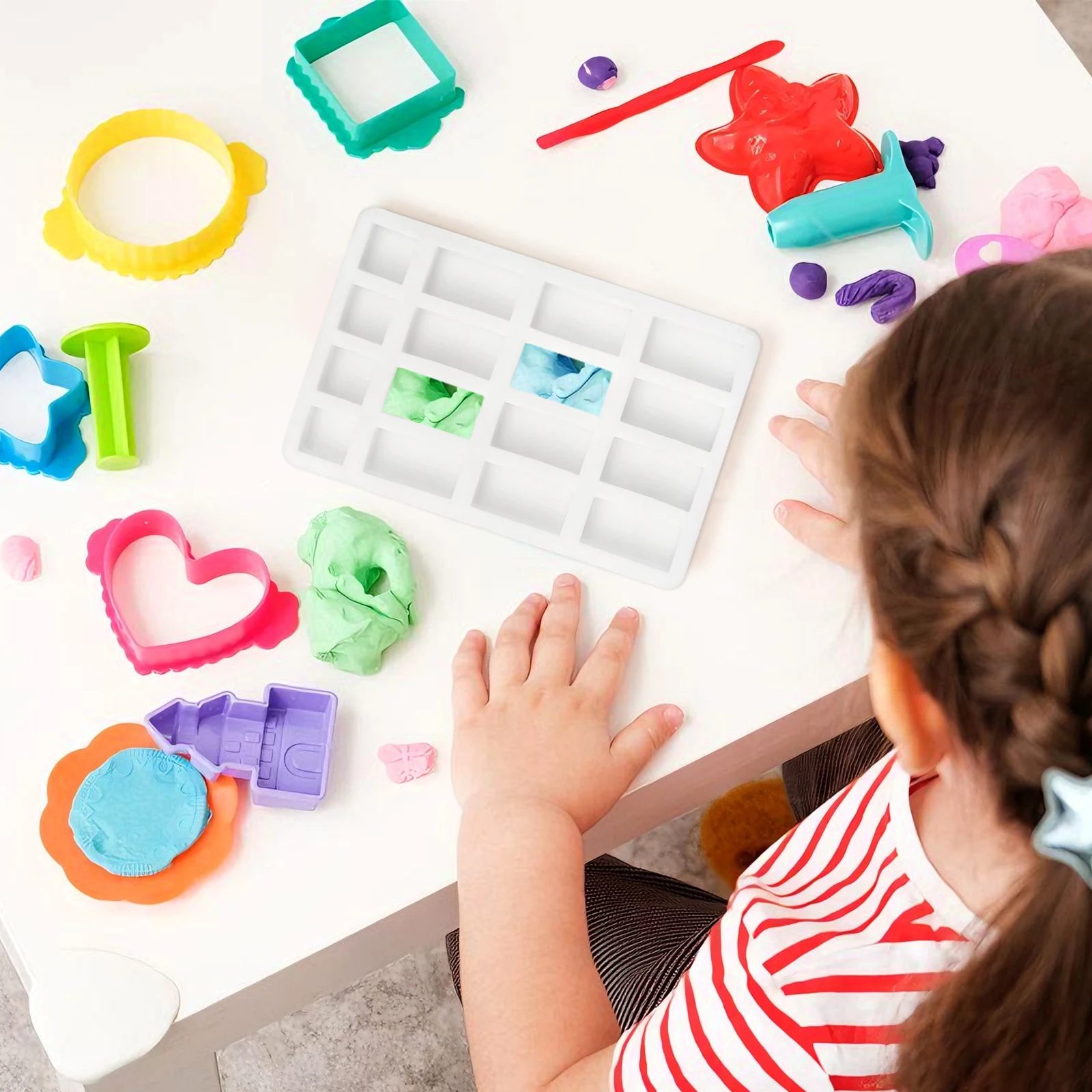 3 szt. Mini Formy Silikonowe do Cegiełek DIY, Materiał do Cegiełek na Stół z Piaskiem, Forma Silikonowa do Mikro Krajobrazu, Akcesoria do Budowy Scen