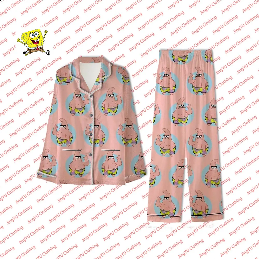 2024 New SpongeBob SquarePants Summer Cartoon Cute Pajamas Set Fashion Comfortable Casual Home Pajamas Couples