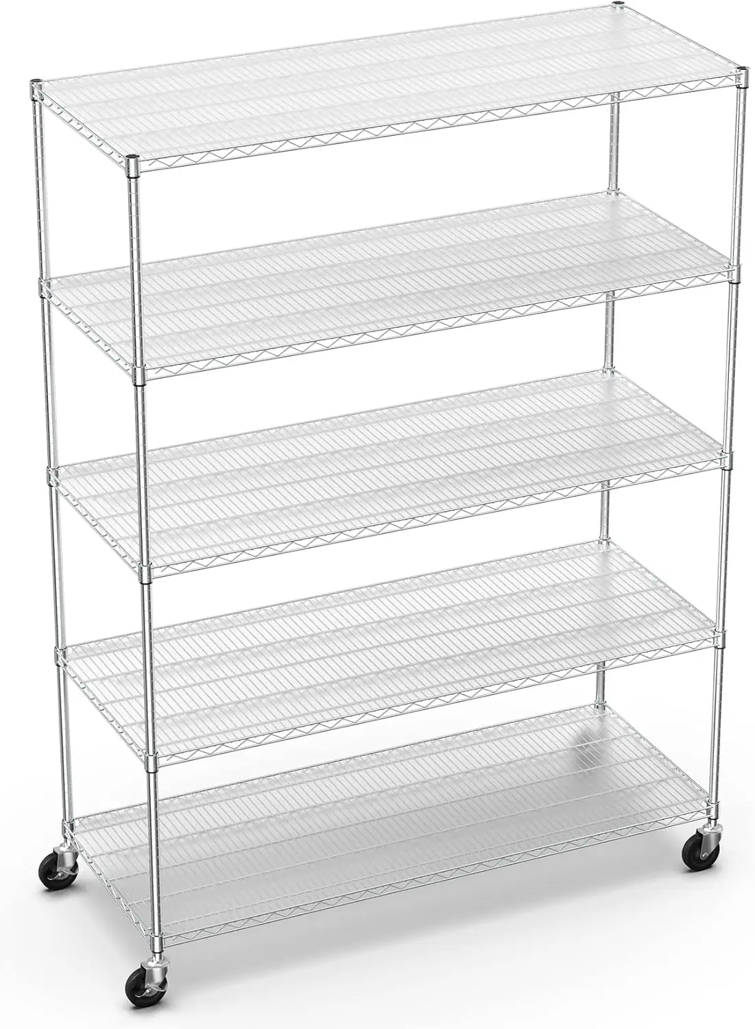 

Pouseayar Heavy Duty Metal 5 Tier Shelf Wire Shelving Unit, 7500Lbs Capacity Nsf Adjustable Storage Rack With Wheels & Shelf