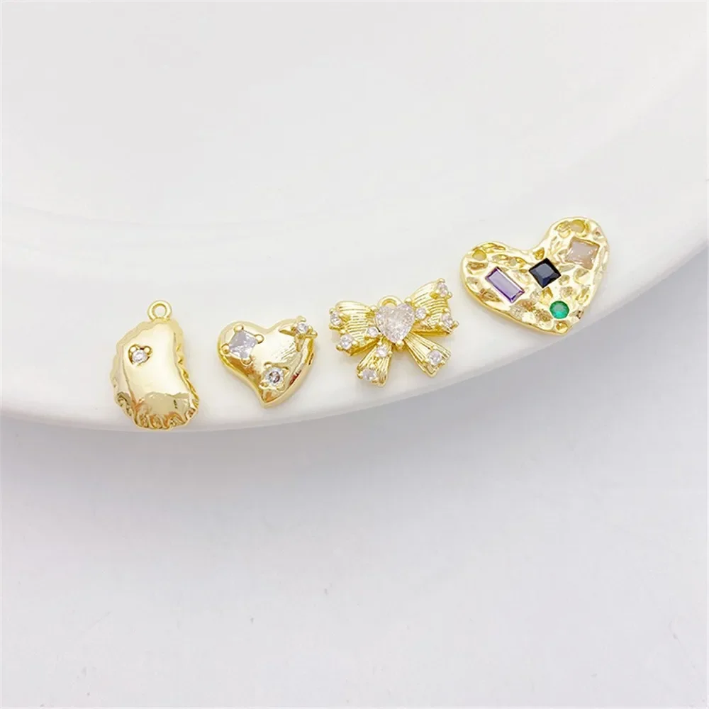 14K金メッキのピーラブボウチャームペンダントDIYジュエリー用品ビーズ、ネックレス、ブレスレット、クラフトアクセサリー用