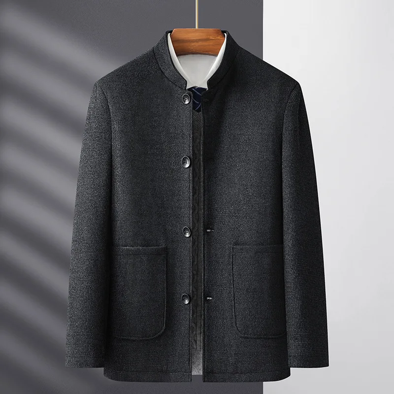 

Winter Middle-aged and Elderly Casual Jacket for Men with Thickened Standing Collar