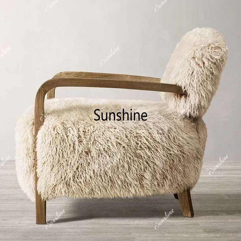 Modern Fabric Chairs Light Luxury Wooden Frame Living Room Chairs Comfortable Footrest Lounge Home Furniture Leisure ArmchairT*