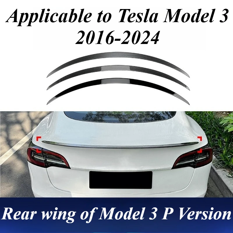 

For Tesla Model 3 2016-2024 Performance Style Trunk Spoiler Wing ABS Plastic Carbon Fiber Look Rear Lip Exterior Car Accessories