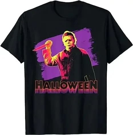 Michael Myers Men\'s Fashion Loose Cotton T-shirt Hip Hop Vintage T-shirt Men\'s Short Sleeve Halloween T-shirt Men\'s Costume