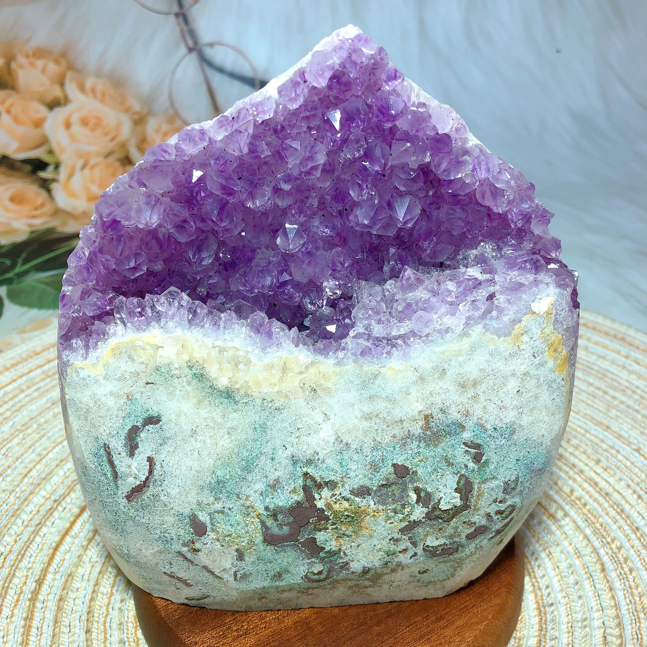 

Natura Crystals Amethyst Cluster Geode Display Garden Specimen Gemstone High Quality Home Decoration Energy Healing Gift