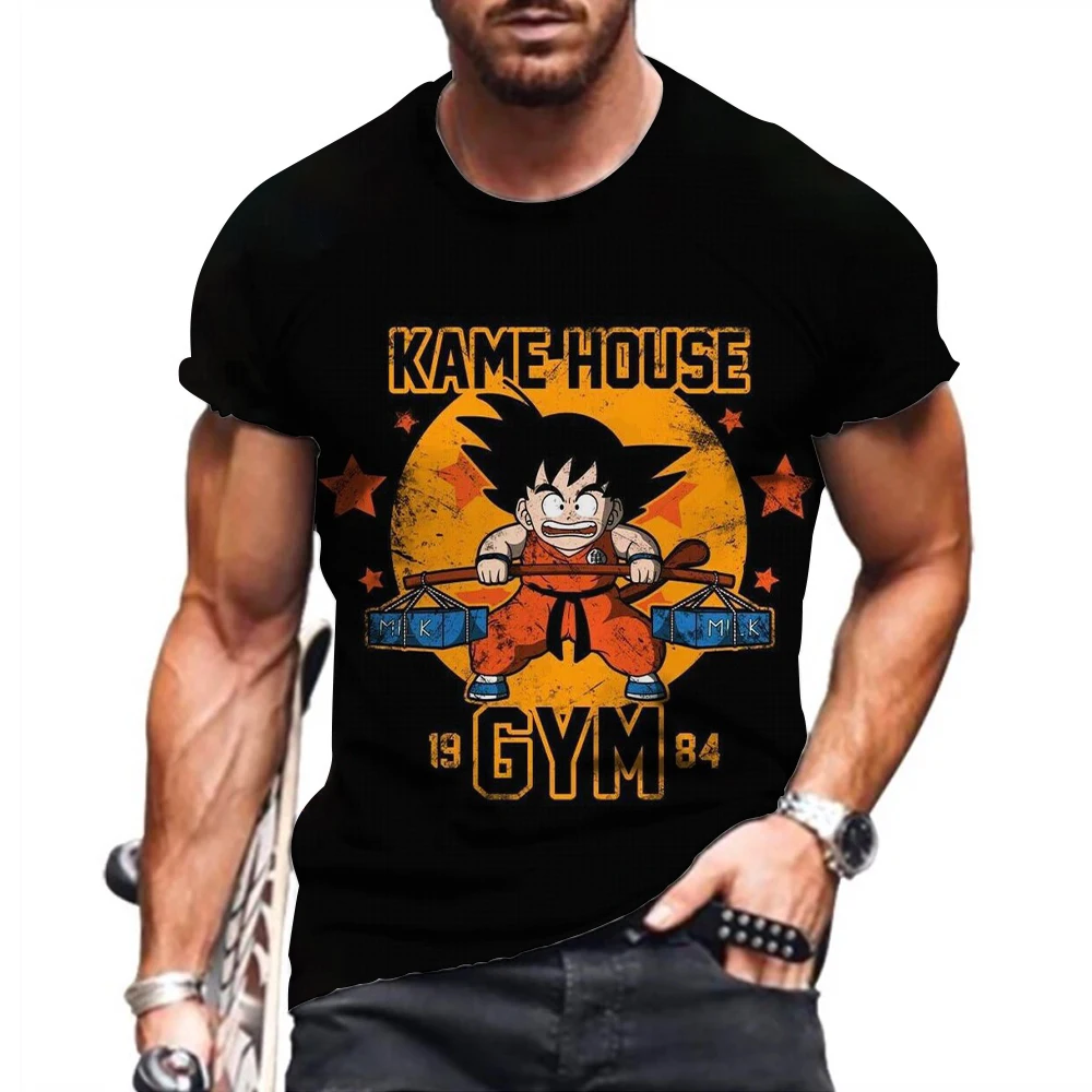 Y2k Cartoon Print T-Shirt Top Dragon Ball Z Fashion Goku Children's Clothing Series Casual T-shirts Man Summer 2024 Mens Clothes