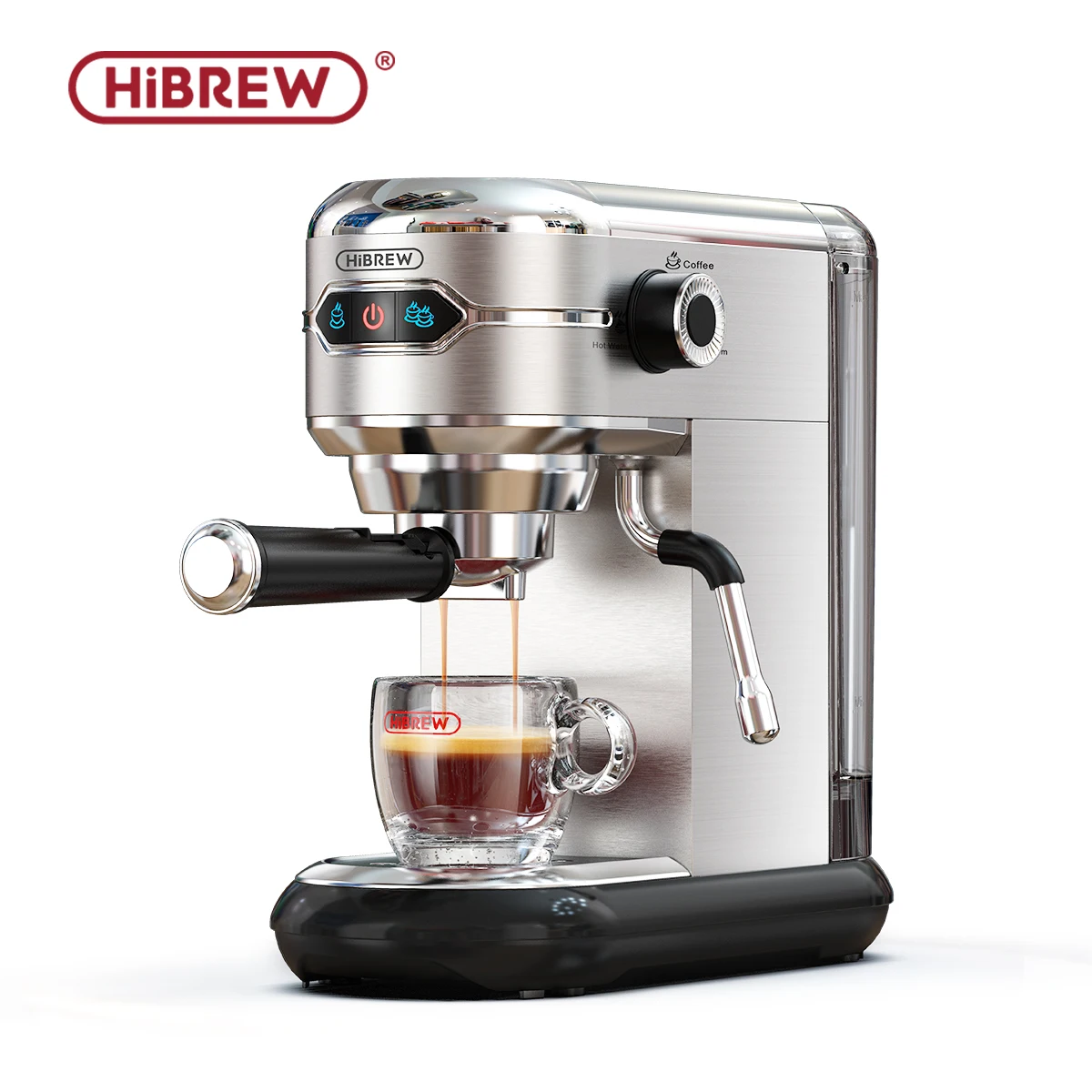 HiBREW Coffee Maker Cafetera 20 Bar Inox Semi Automatic Super Slim ESE POD& Powder Espresso Cappuccino Machine Hot Water H11