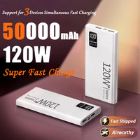 120W High Capacity Power Bank 50000mAh Fast Charger Portable Battery With Digital Display Powerbank For iPhone Samsung Xiaomi