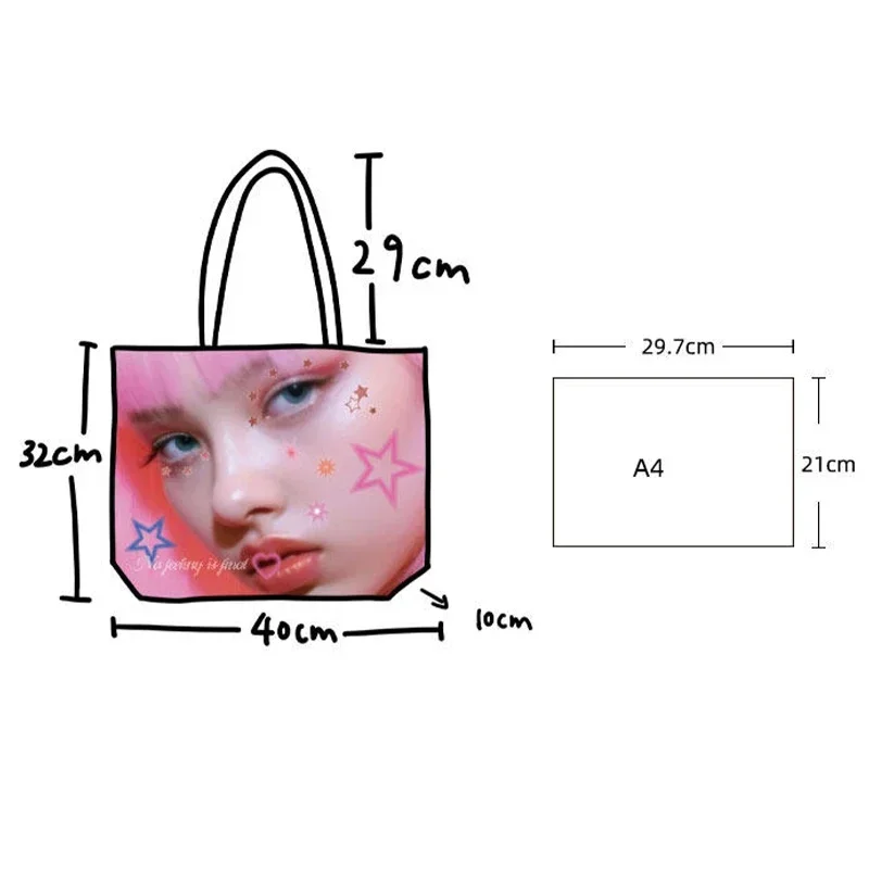 PVC-Umhängetasche, modische wasserdichte Handtasche mit Y2k-Mädchen-Portrait-Aufdruck, leichte, lässige Einkaufstasche für Damen, Alltagstasche – Detail 1