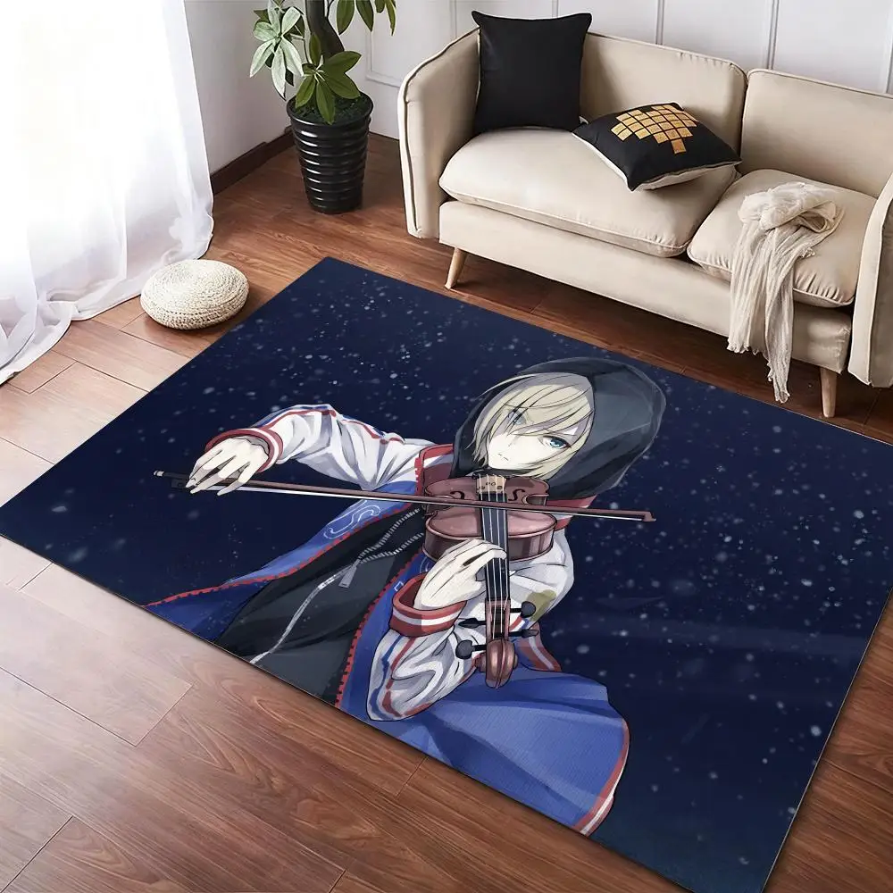 

japan Y-Yuri on IceS cartoon Floor Mat Soft Thickened Non-Slip Door Mat for Living Room Home Decor Flannel Rugs