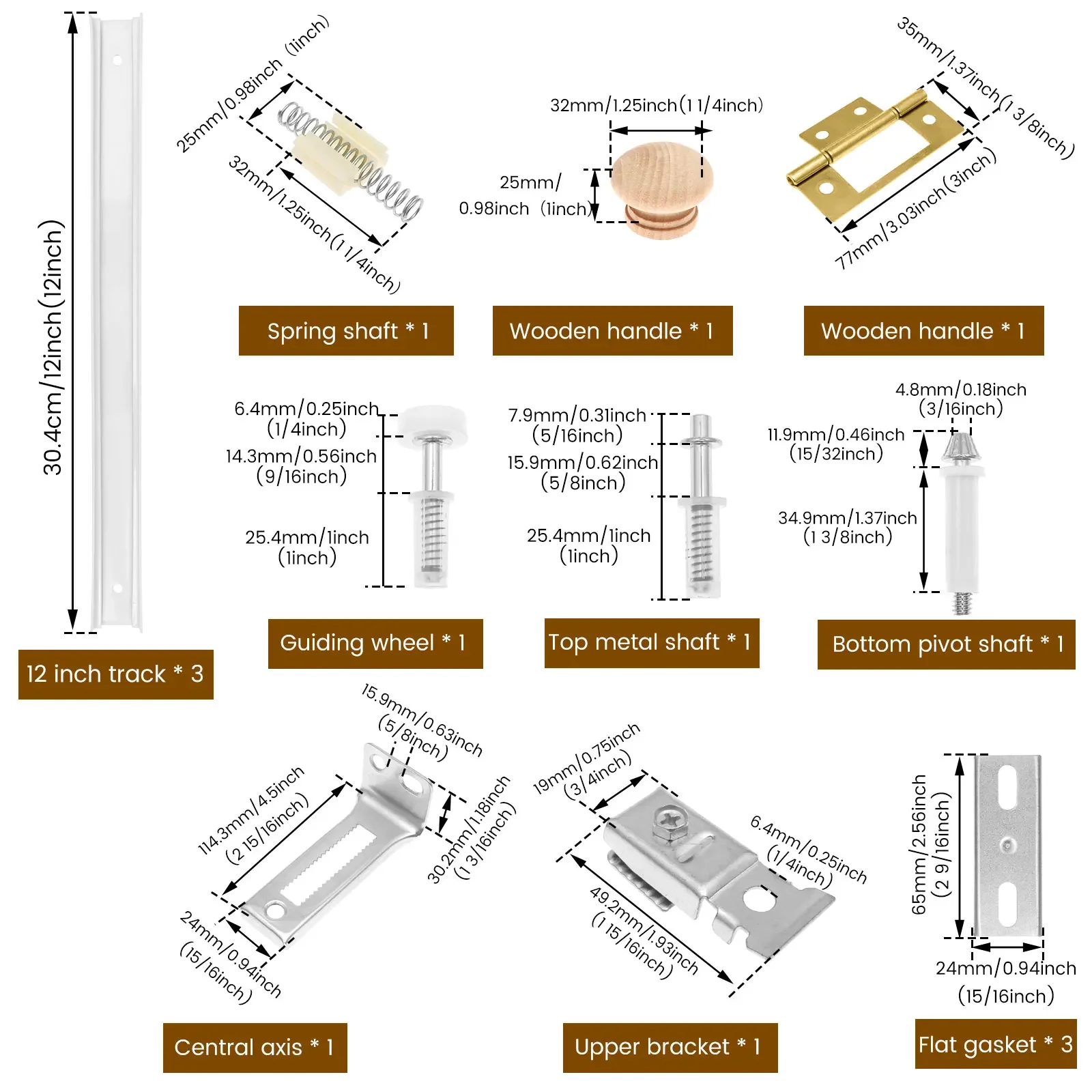 Bifold Door Hardware Kit 24 30 36 Inch Closet Door Track Replacement Repair 200LB Surface Mount Folding Door